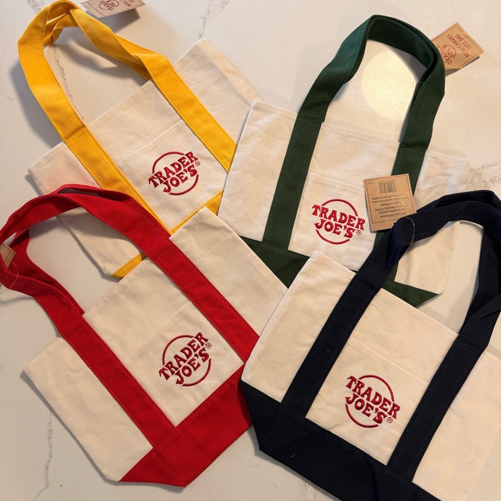 Trader Joe's Classic Colored Canvas Mini Tote Bags